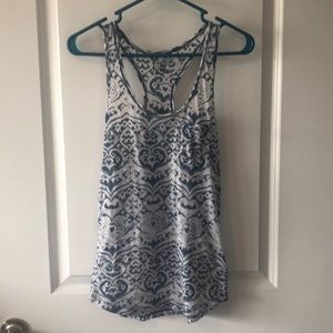 Blue & White burnout racer back tank top